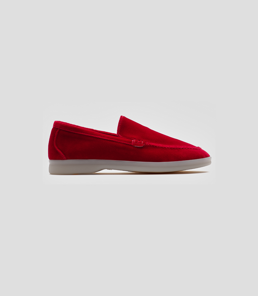 Mocassin Velours Vegan Rouge