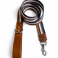 Vegan dog leash by Solari Milano, woven fabric with vegan leather accents, handmade in Italy