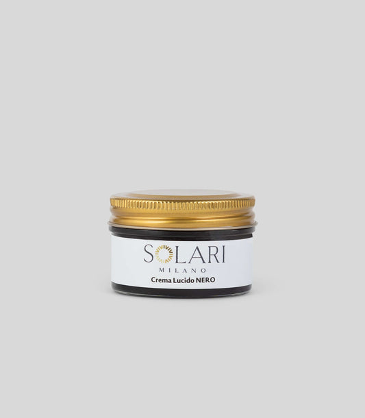 Solari Milano Eco-Polish Cream - Blue in a stylish jar for vegan dress shoe care.