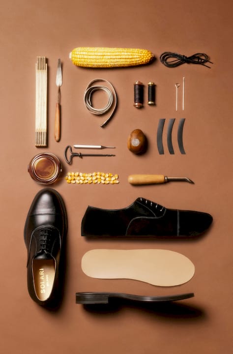 ricetta scomposta scarpe solari milano, vegan handmade shoes made in italy in le marche out of sustainable materials, such as hemp, corn, bamboo and recycled rubber soles.